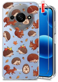 Etui do Xiaomi Redmi A3 4G przezroczyste różne wzory jesienne ze szkłem