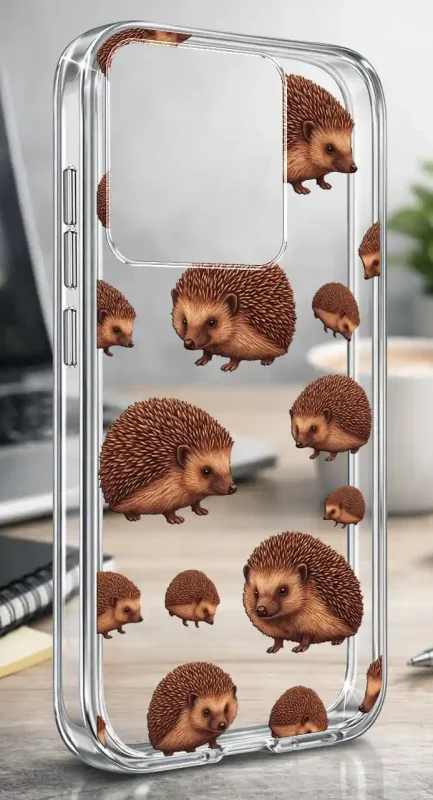 Etui Motorola Edge 60 Pro 5G 2 mm z jesiennym wzorem jeży na przezroczystej powierzchni