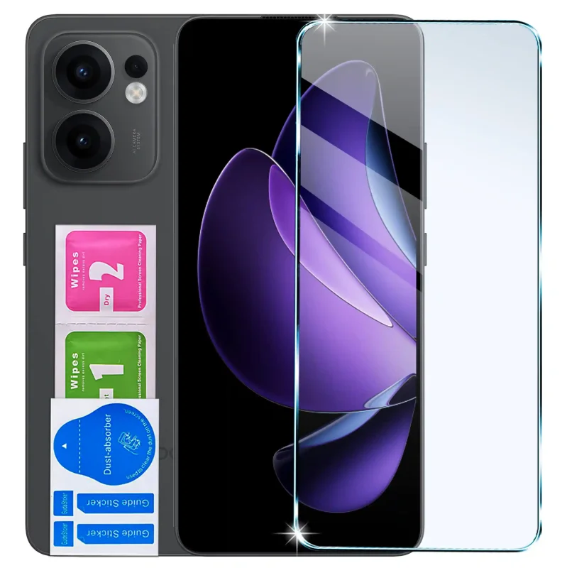 Szkło hartowane 9H do Oppo Reno 13 FS | F 5G ze ściereczkami Wet i Dry oraz naklejkami ułatwiającymi montaż