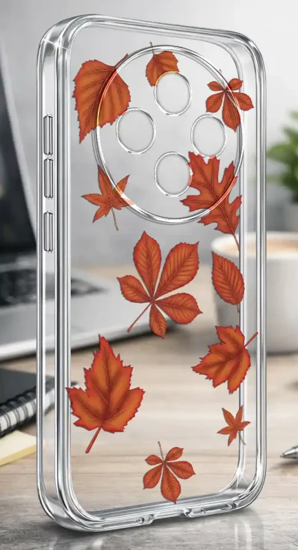 Etui Oppo Reno 12 F | 12 FS 4G | 5G 2 mm z jesiennym wzorem pomarańczowych liści na przezroczystej powierzchni
