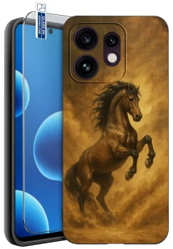 Etui do Oppo Reno 16 | 16 5G różne wzory z koniem ze szkłem