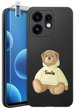 Etui do Oppo Reno 16 | 16 5G różne wzory z misiem ze szkłem