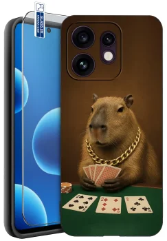 Etui do Oppo Reno 16 | 16 5G różne wzory z kapibarą ze szkłem