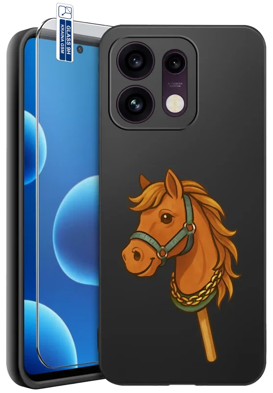 Etui z hobby horse do Oppo Reno 16 Pro 5G oraz szkło hartowane 9H w komplecie