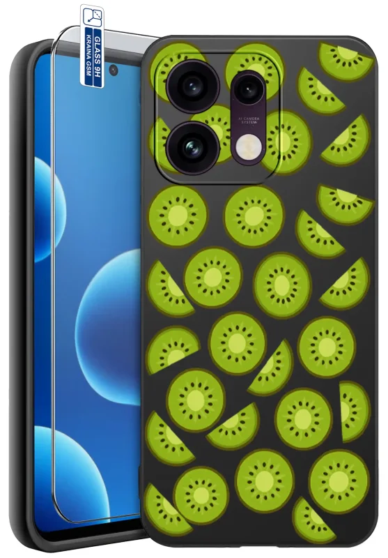 Etui z kiwi do Oppo Reno 16 Pro 5G oraz szkło hartowane 9H w komplecie