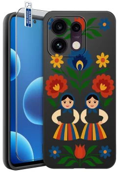 Etui do Oppo Reno 16 Pro 5G różne wzory ludowe ze szkłem