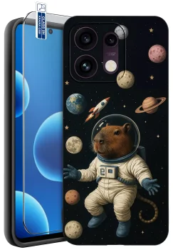 Etui do Oppo Reno 16 Pro 5G różne wzory z kapibarą ze szkłem