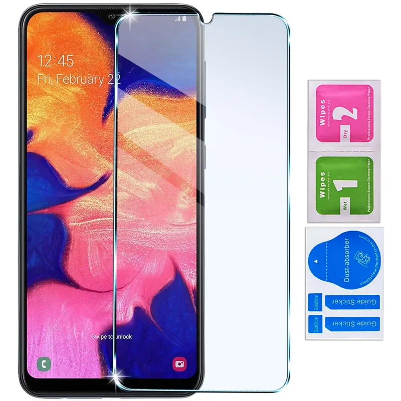 Szkło hartowane 9H do Samsung Galaxy A10 z zestawem montażowym Wet, Dry i naklejkami do usuwania kurzu