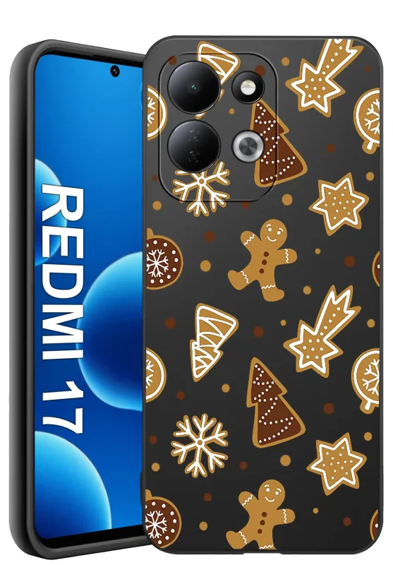 Etui świąteczne do Xiaomi Redmi 17 4G | 5G z piernikami, choinkami, gwiazdkami i śnieżynkami