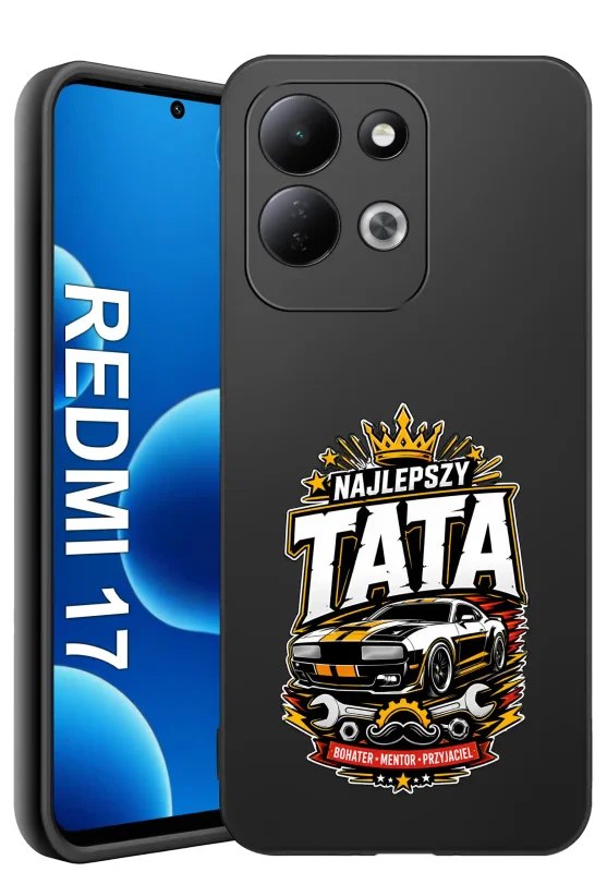Etui dla Taty do Xiaomi Redmi 17 4G | 5G z napisem „Najlepszy Tata”, autem i motywem narzędzi