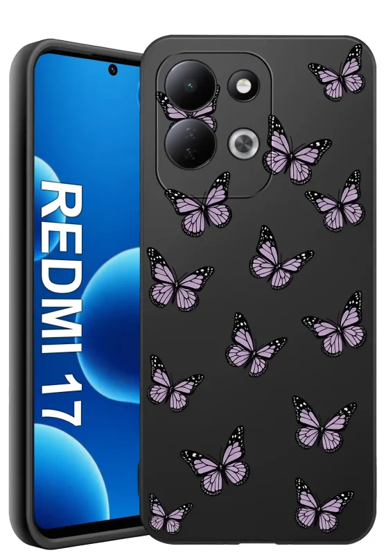 Etui do Xiaomi Redmi 17 4G | 5G z motylami oraz szkłem hartowanym 9H