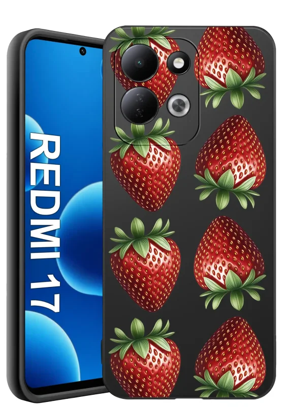 Etui z truskawkami do Xiaomi Redmi 17 4G | 5G z kolorowym owocowym nadrukiem