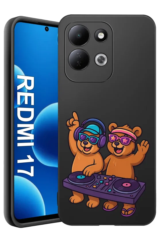 Etui z misiami DJ do Xiaomi Redmi 17 4G | 5G z kolorowym motywem muzycznym