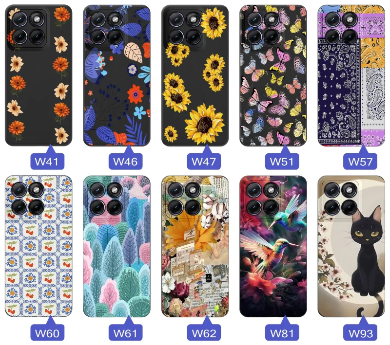 Kolekcja wzorów dla Babci na Motorola Edge 70 Fusion: kwiaty, motyle, ptaki, kotki