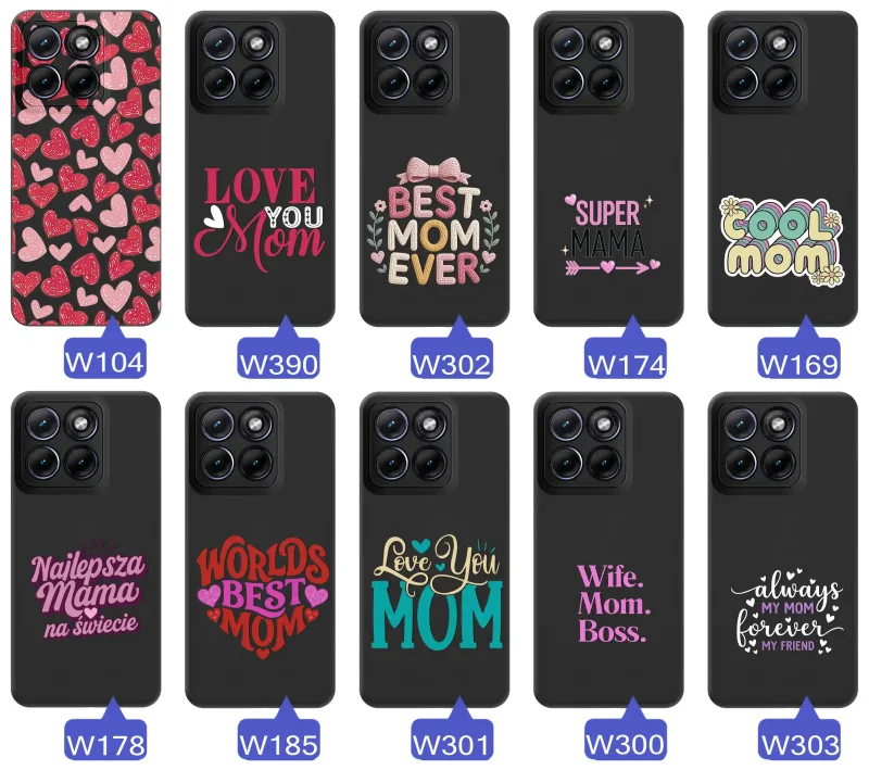 Kolekcja wzorów etui dla Mamy do Motorola Edge 70 Fusion napisy Super Mama, Najlepsza Mama na świecie, best mom ever, cool mom, I love you mom