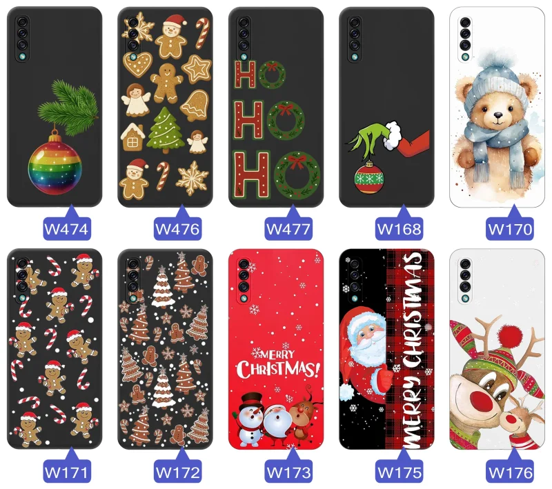 Różne etui świąteczne na Samsung Galaxy A50 | A30s: motywy świąteczne i zimowe w odcieniach czerwieni, zieleni i bieli