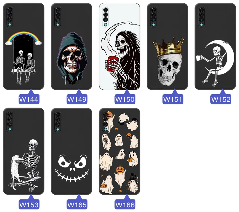 Kolekcja wzorów etui Halloween do Samsung Galaxy A50 | A30s z nadrukami duchów, dyń, czaszek, szkieletów i mrocznych postaci
