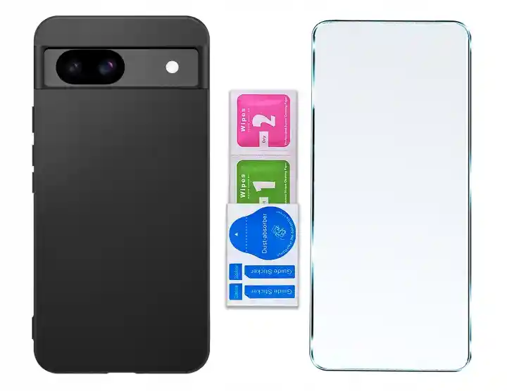 Matowe etui silikonowe do Google Pixel 8A ze szkłem hartowanym i zestawem montażowym