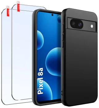 Etui do Google Pixel 8A czarne matowe z zestawem 2 szkieł