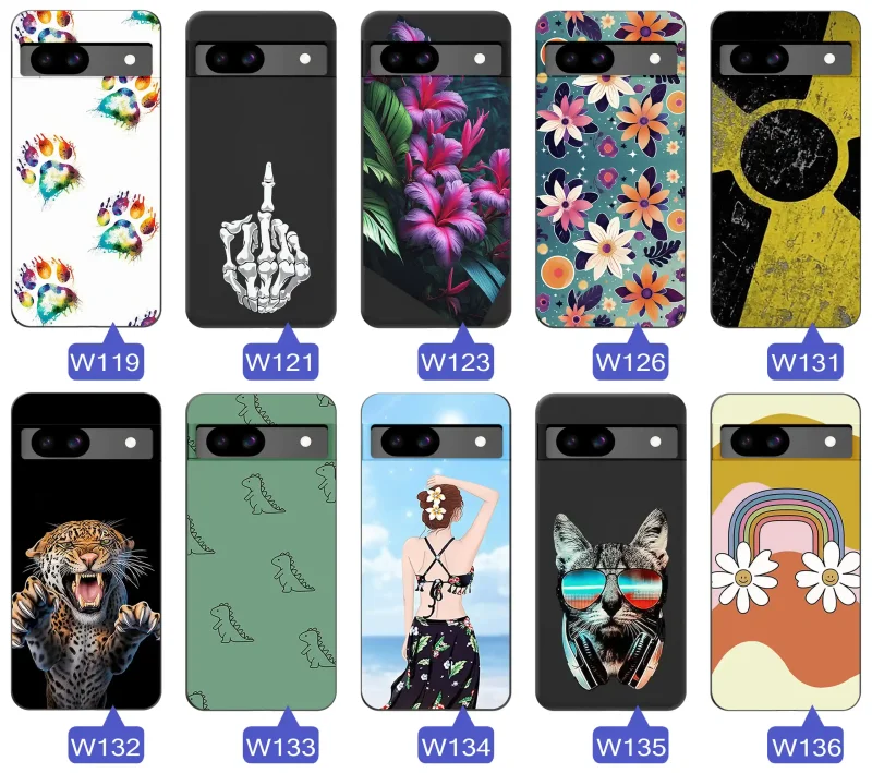 Case do Google Pixel 8A z nadrukiem: różnorodne wzory kwiatowe, zwierzęce, abstrakcyjne i młodzieżowe grafiki
