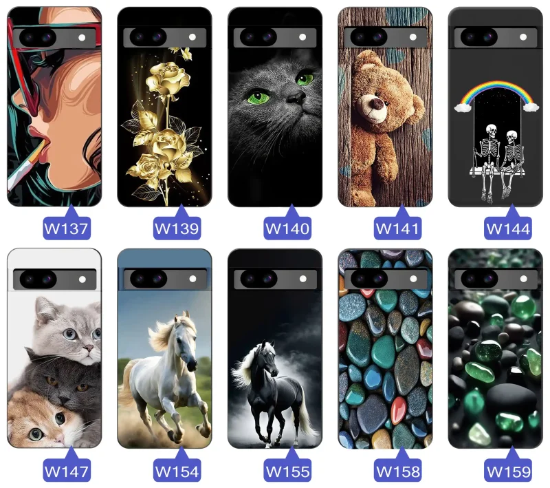 Fajne wzory na etui do Google Pixel 8A: konie, miś, róże
