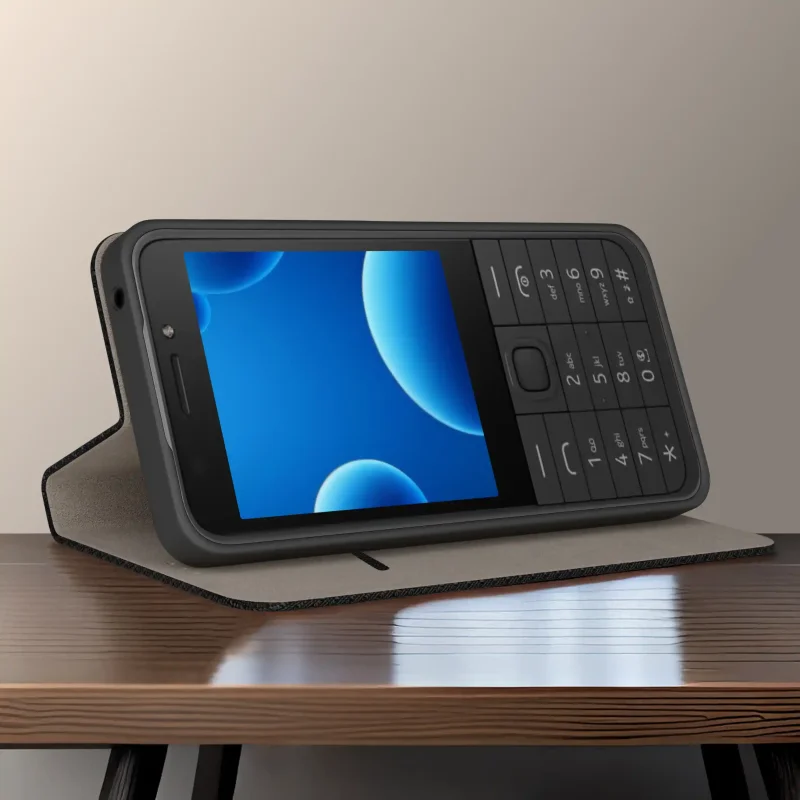 Futerał z klapką do Nokia 230 z funkcją podstawki umożliwiającą wygodne oglądanie filmów w pozycji poziomej