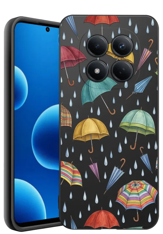 Etui jesienne do Xiaomi Redmi Note 15 Pro+ Plus 5G z motywem deszczu i parasolek