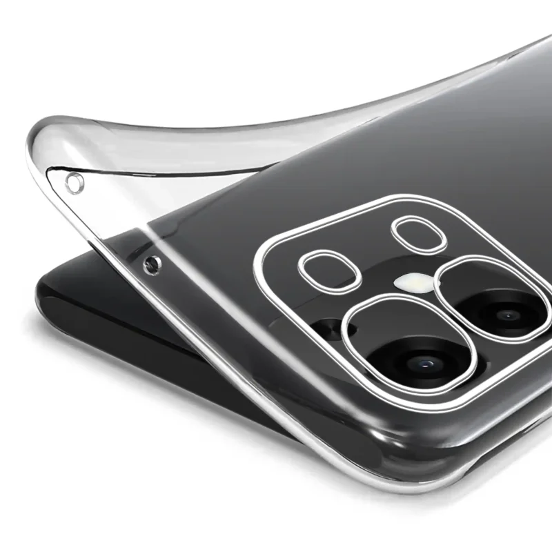 Elastyczne bezbarwne etui do Oppo A6 Pro 5G pokazujące giętką konstrukcję