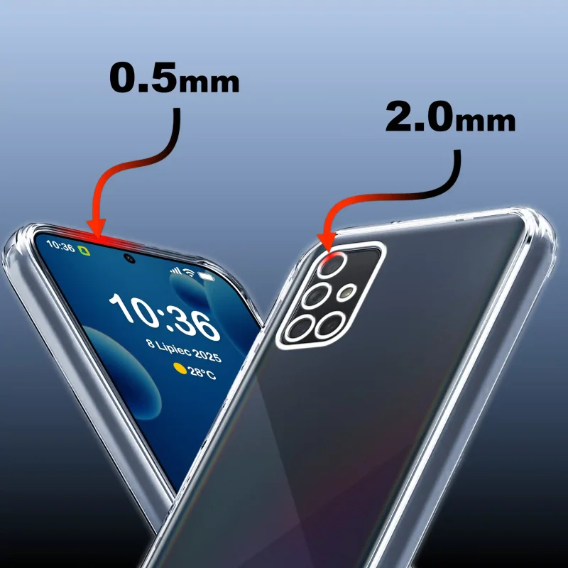 Bezbarwne etui 2 mm do Samsung Galaxy A71 z podwyższonym rantem przy ekranie i wyspie aparatów