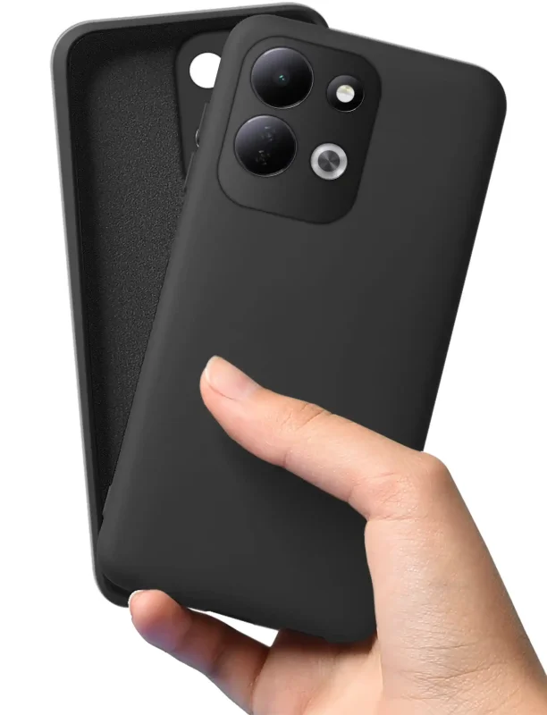 Czarne etui do Xiaomi Redmi 17 4G i 5G z mikrofibrą wewnątrz, osłoną aparatów i elastyczną konstrukcją