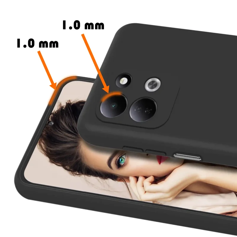 Czarne etui silikonowe do Xiaomi Redmi 17 4G i 5G z podwyższonymi rantami ochronnymi 1 mm przy ekranie i aparatach