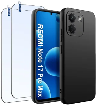 Etui do Xiaomi Redmi Note 17 Pro Max 5G czarne matowe z zestawem 2 szkieł