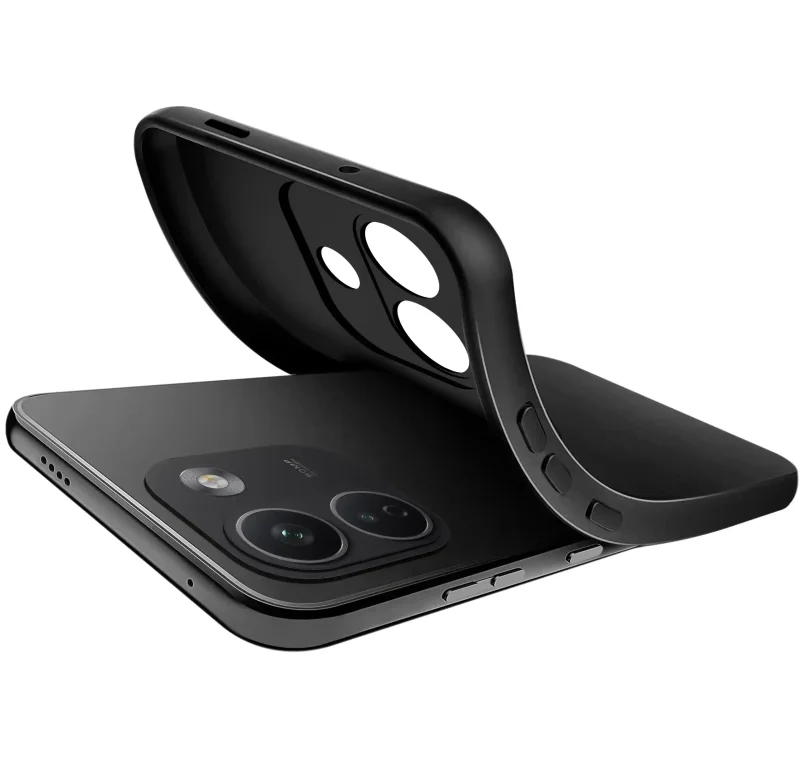 Elastyczne czarne etui do Xiaomi Redmi Note 17 Pro Max 5G pokazujące giętką konstrukcję materiału