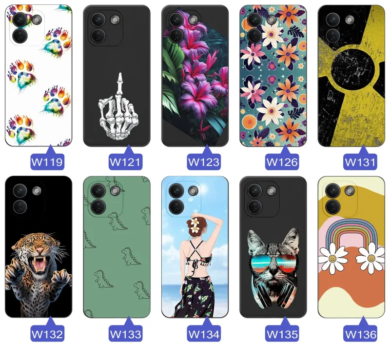 Case do Xiaomi Redmi Note 17 Pro Max 5G z nadrukiem: różnorodne wzory kwiatowe, zwierzęce, abstrakcyjne i młodzieżowe grafiki