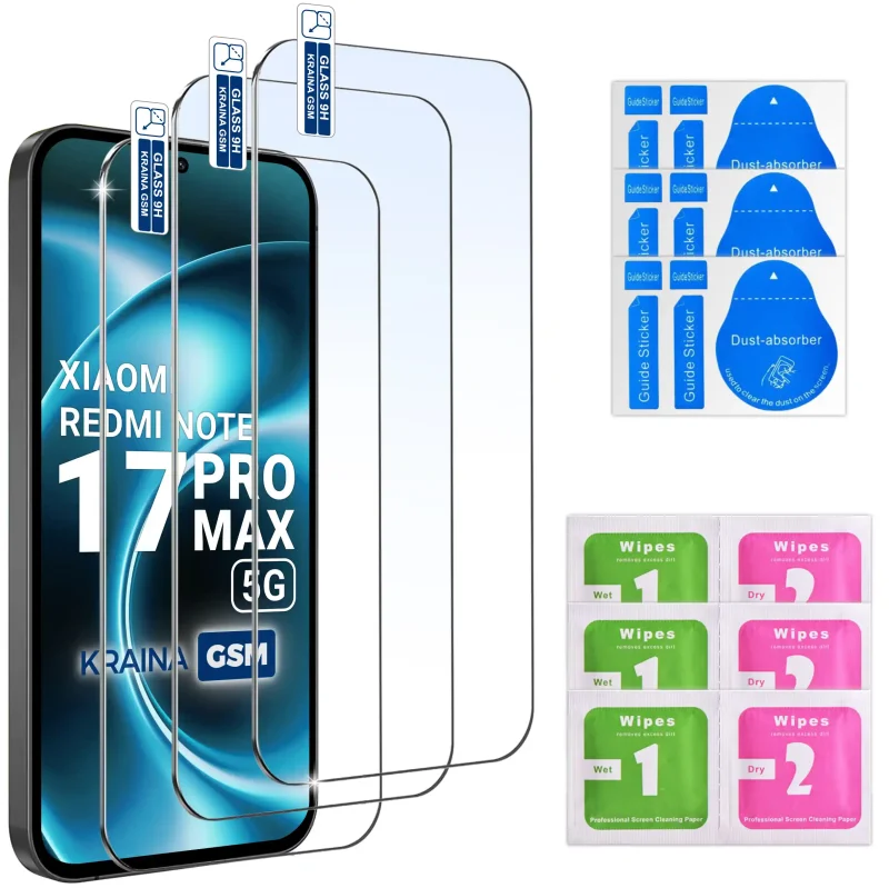 Trzy szkła ochronne do Xiaomi Redmi Note 17 Pro Max 5G w zestawie