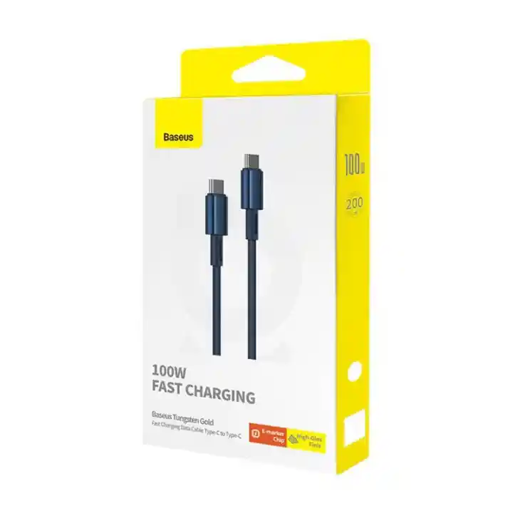 Przednia strona opakowania kabla Baseus Tungsten Gold USB-C – USB-C 100W o długości 2 metrów