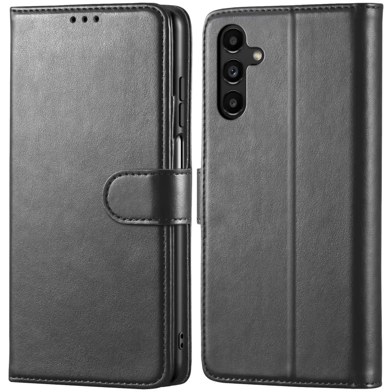 Czarne etui z klapką skórzane do Samsung Galaxy A13 5G z magnetycznym zamknięciem