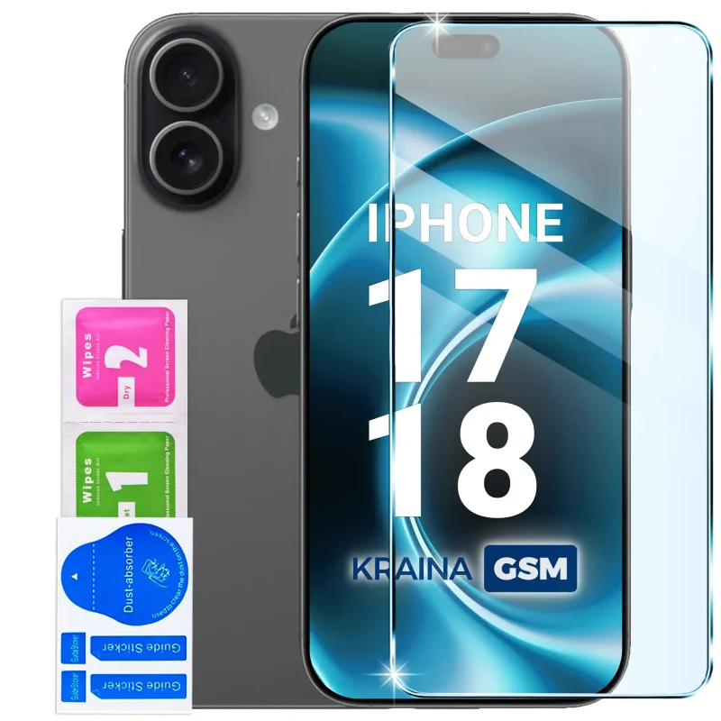Szkło hartowane 9H do iPhone 17 | 18 z akcesoriami montażowymi