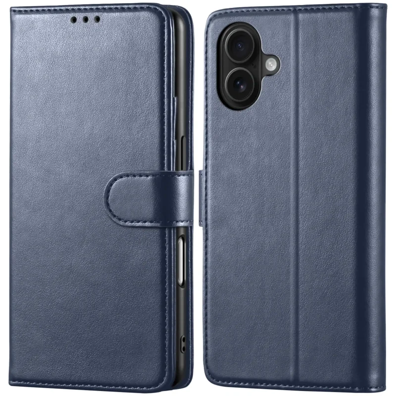 Granatowe etui z klapką skórzane do iPhone 17 | 18 z magnetycznym zamknięciem