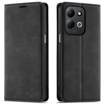 Etui do Xiaomi Redmi 17 4G | 5G z klapką skórzane Velvet czarne