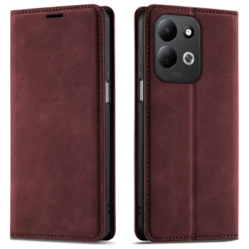 Etui do Xiaomi Redmi 17 4G | 5G z klapką skórzane Velvet bordowe 