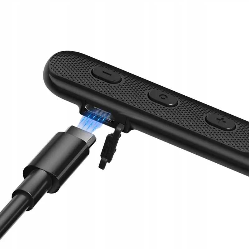 Panel sterowania słuchawek sportowych Devia Bluetooth 5.0 z przyciskami regulacji głośności i portem ładowania microUSB