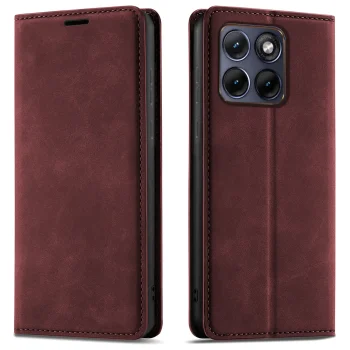 Etui do Motorola Edge 70 Fusion z klapką skórzane Velvet bordowe