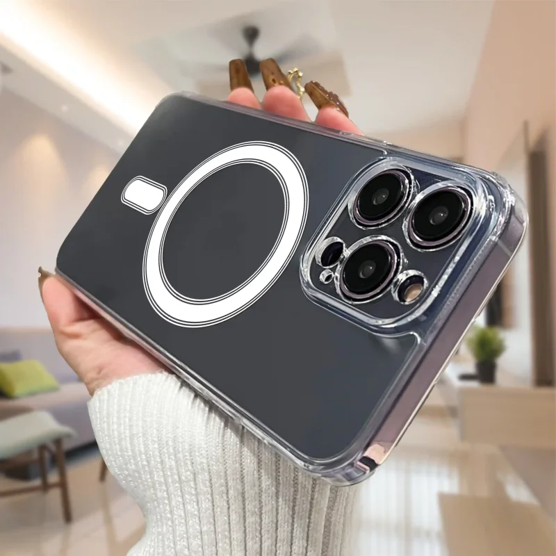 Bezbarwne etui z MagSafe do iPhone 12 Pro Max z przezroczystymi pleckami i podwyższoną osłoną wyspy aparatów