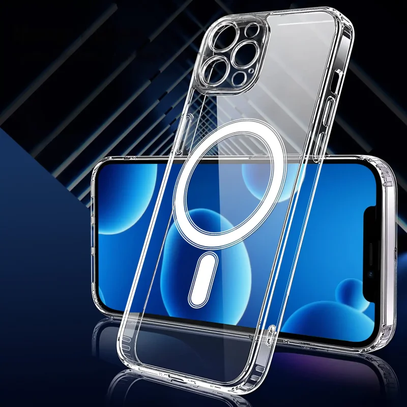 Bezbarwne etui Magnetic Clear z MagSafe do iPhone 12 Pro Max z elastycznymi bokami i precyzyjnymi wycięciami na aparaty