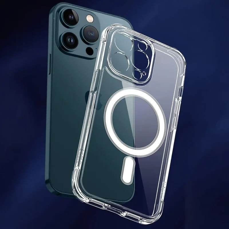 Bezbarwne etui z MagSafe do iPhone 12 Pro Max z przezroczystymi pleckami, pierścieniem magnetycznym i osłoną modułu fotograficznego