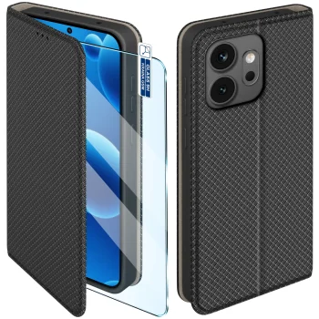 Etui do Honor 600 czarne zamykane ze szkłem