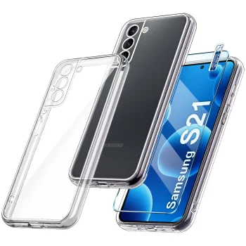 Etui do Samsung Galaxy S21 bezbarwne wzmacniane ze szkłem