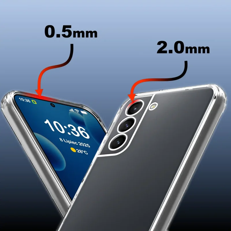 Bezbarwne etui 2 mm do Samsung Galaxy S21 z podwyższonym rantem przy ekranie i wyspie aparatów