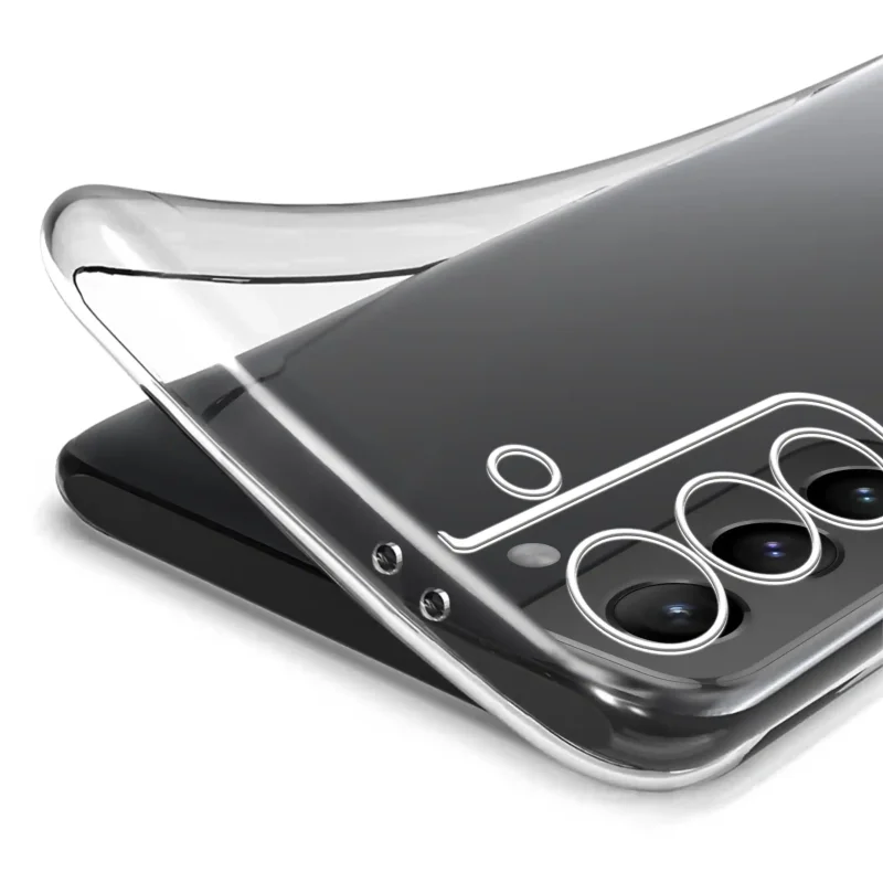 Elastyczne bezbarwne etui do Samsung Galaxy S21 pokazujące giętką konstrukcję